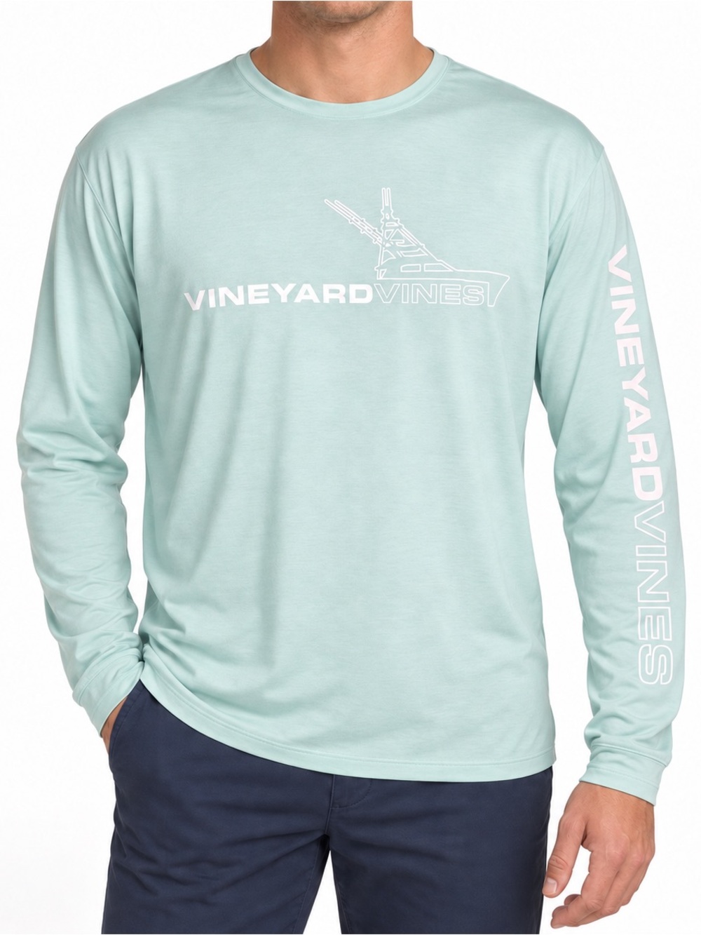 Vineyard Vines Harbor Performance Tee Men’s XL Mint Sportfisher Long Sleeve